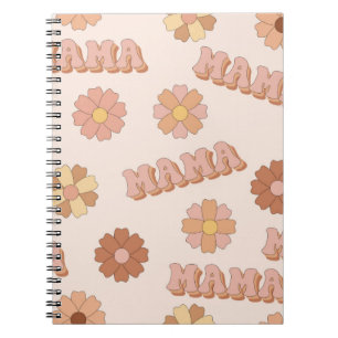 Hippie mama naadloos patroon. Groovy achtergrond. Notitieboek