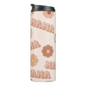 Hippie mama naadloos patroon. Groovy achtergrond.  Thermosbeker (Geroteerd rechts)