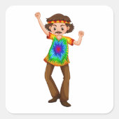Hippie Man Square Sticker (Voorkant)