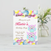 hippie meerkleurige florale uil kaart (Staand voorkant)