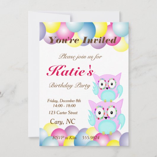 hippie meerkleurige florale uil kaart (Voorkant)