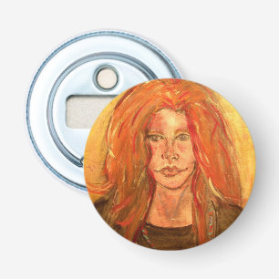 hippie meisje button flesopener
