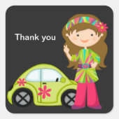 Hippie Meisje met Buggy Sticker (Voorkant)