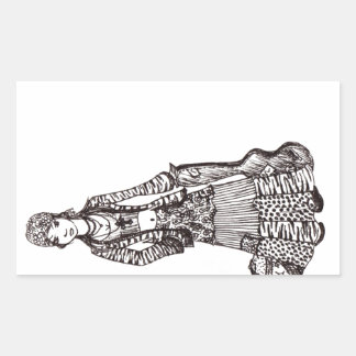 Hippie Meisje met Gitaar Art Custom Producten Rechthoekige Sticker