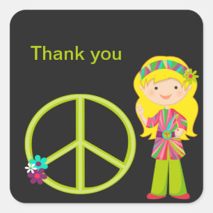 Hippie Meisje met Vredesteken Meisjes Sticker
