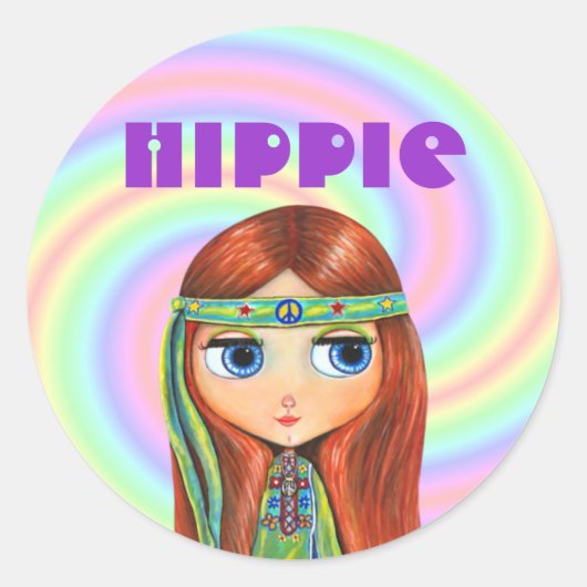 Hippie meisje Sticker (Voorkant)