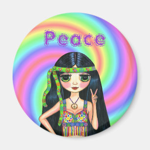 Hippie-meisje uit de jaren '60 met hoofdband magneet