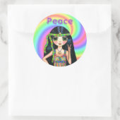 Hippie-meisje uit de jaren '60 met hoofdband ronde sticker (Tas)