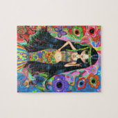 Hippie Mermaid Girl met oogbloemen Puzzle Legpuzzel (Horizontaal)