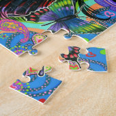 Hippie Mermaid Girl met oogbloemen Puzzle Legpuzzel (Zijkant)