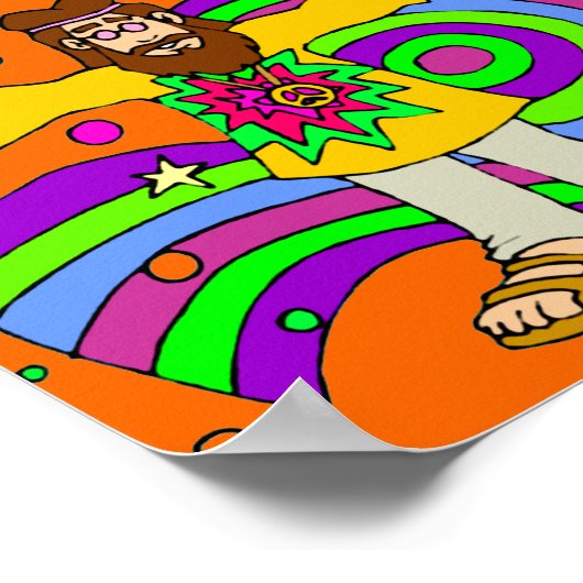 Hippie met Lond Haair op Sinaasappel Poster (Hoek)