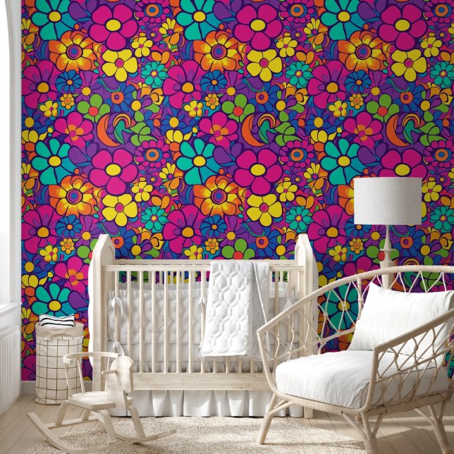 Hippie mod bloemen 5 behang (Kinderen)