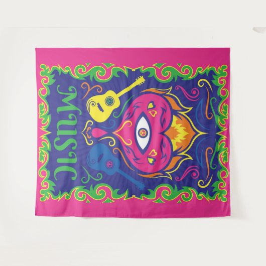 Hippie Music Wandkleed (Voorkant (horizontaal))