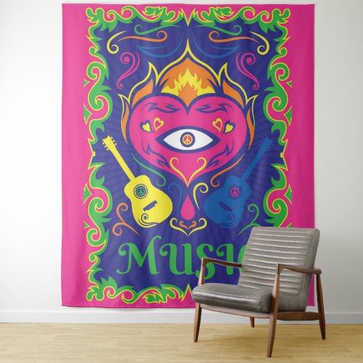 Hippie Music Wandkleed (In situ)