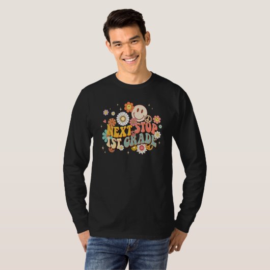 Hippie Next Stop 1st Grade Retro Groovy  Back To S T-shirt (Voorkant volledig)