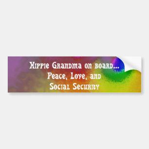 hippie oma aan boord bumpersticker