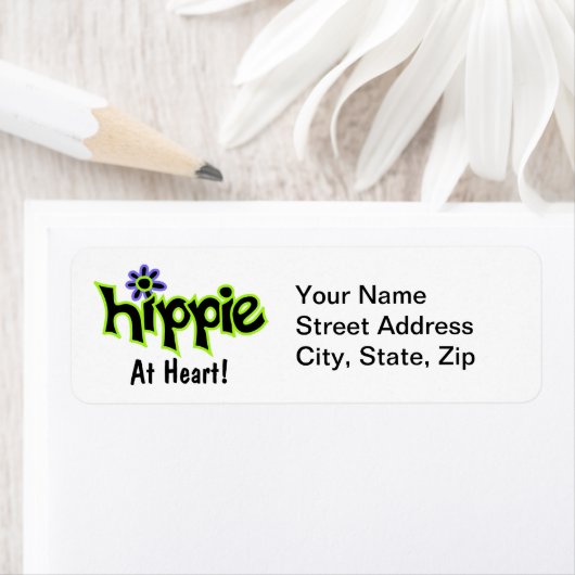 Hippie op Heart Black Lime Green Art Custom Etiket (Insitu)