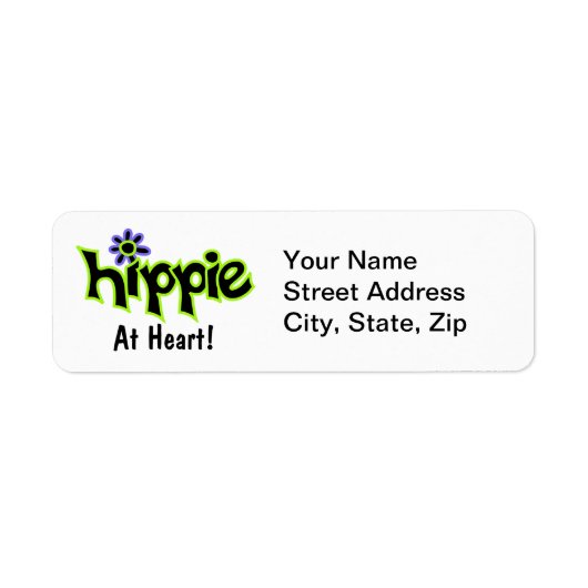 Hippie op Heart Black Lime Green Art Custom Etiket (Voorkant)
