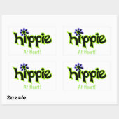 Hippie op Heart Black Lime Green Art Custom Rechthoekige Sticker (Vel)