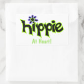 Hippie op Heart Black Lime Green Art Custom Rechthoekige Sticker (Tas)