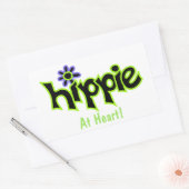 Hippie op Heart Black Lime Green Art Custom Rechthoekige Sticker (Envelop)