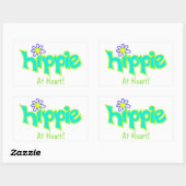Hippie op Heart Turquoise Art Custom Rechthoekige Sticker (Vel)