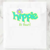 Hippie op Heart Turquoise Art Custom Rechthoekige Sticker (Tas)
