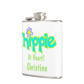 Hippie op Heart Turquoise Art Name Persoonlijk Heupfles (Links)