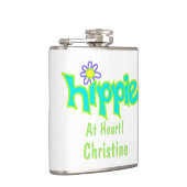 Hippie op Heart Turquoise Art Name Persoonlijk Heupfles (Rechts)