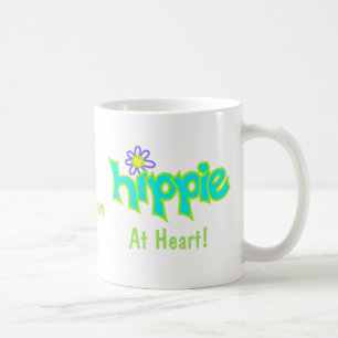 Hippie op Heart Turquoise Art Name Persoonlijk Koffiemok