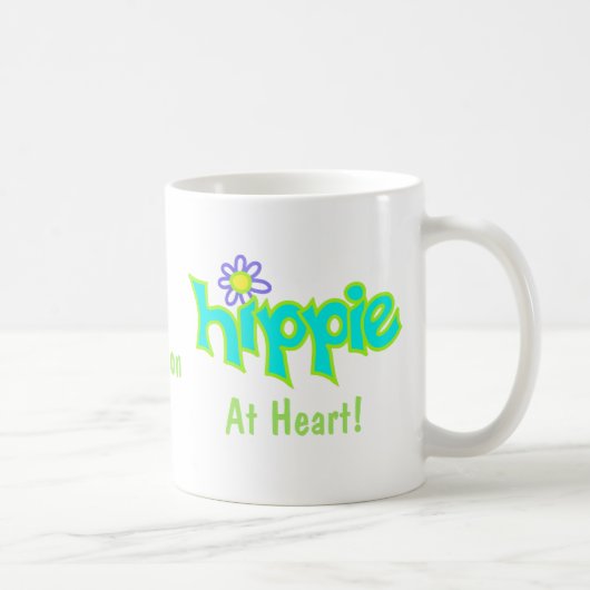 Hippie op Heart Turquoise Art Name Persoonlijk Koffiemok (Rechts)