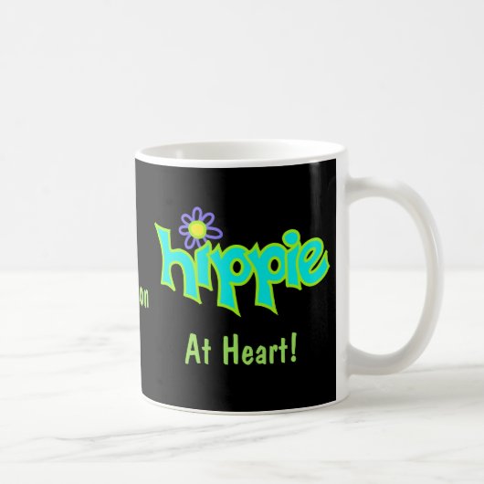Hippie op Heart Turquoise Art Name Persoonlijk Koffiemok (Rechts)