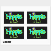 Hippie op Heart Turquoise Art op Black Custom Rechthoekige Sticker (Vel)
