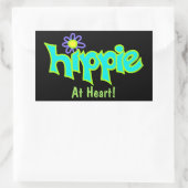 Hippie op Heart Turquoise Art op Black Custom Rechthoekige Sticker (Tas)