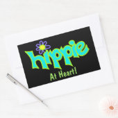 Hippie op Heart Turquoise Art op Black Custom Rechthoekige Sticker (Envelop)