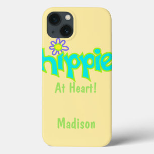 Hippie op Heart Turquoise Name Persoonlijk iPhone 13 Hoesje