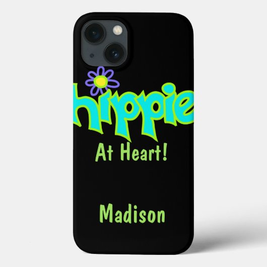 Hippie op Heart Turquoise Name Persoonlijk Case-Mate iPhone Case (Achterkant)