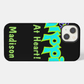Hippie op Heart Turquoise Name Persoonlijk iPhone Hoesje (Achterkant horizontaal)