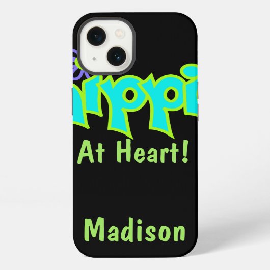 Hippie op Heart Turquoise Name Persoonlijk iPhone Hoesje (Achterkant)