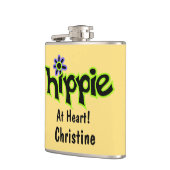 Hippie op Heart Yellow Art Name Persoonlijk Heupfles (Links)