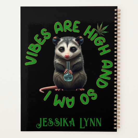 Hippie Opossum Stoned Vibes Funny Humor Custom Planner (Achterkant)