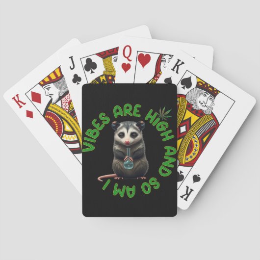 Hippie Opossum Stoned Vibes Funny Humor Cute  Pokerkaarten (Achterkant)