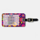 Hippie Paarse regenboogbloemen Bagagelabel (Voorkant horizontaal)