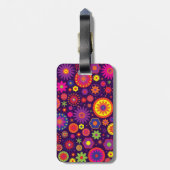 Hippie Paarse regenboogbloemen Bagagelabel (Achterkant verticaal)