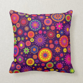 Hippie Paarse regenboogbloemen Kussen