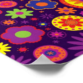 Hippie Paarse regenboogbloemen Poster (Hoek)