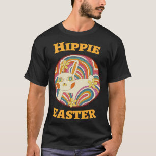 Hippie paasei jacht schattig 60 s gelukkig konijn t-shirt