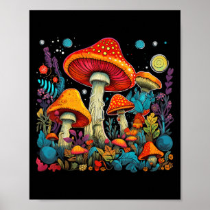 Hippie Paddenstoelen Psychedelische Bos Fungi Fest Poster