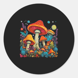 Hippie Paddenstoelen Psychedelische Bos Fungi Fest Ronde Sticker