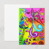 hippie paddestoel-vlinderuitnodiging kaart (Voorkant / Achterkant)